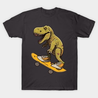 dinosaur skating Trex T-Shirt